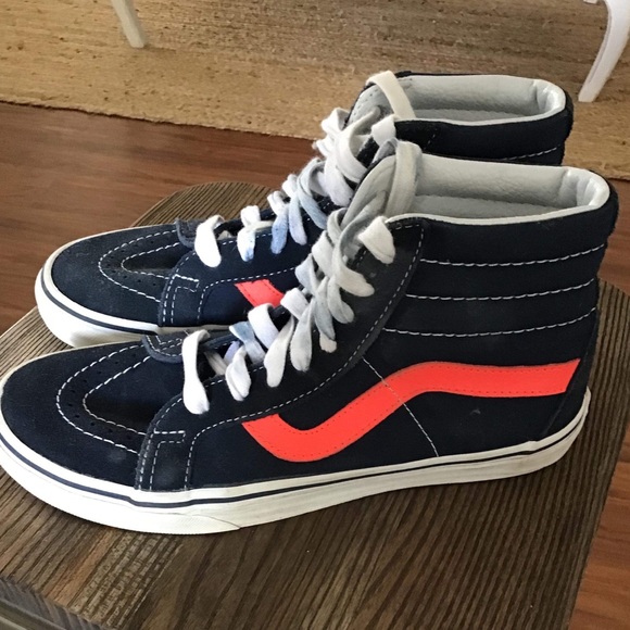 Vans Men's High-Top Sneakers - Navy and Red - Picture 1 of 7